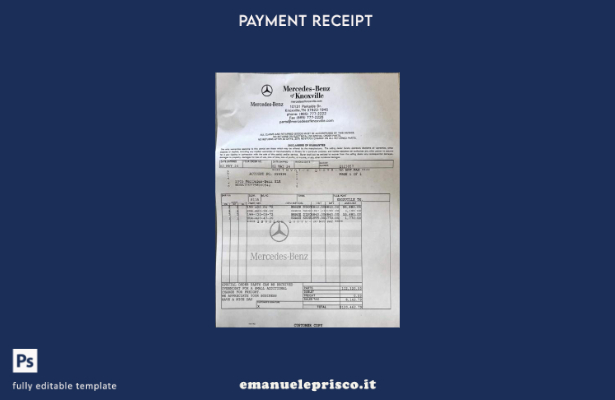 modello di ricevuta di pagamento del servizio Mercedes Benz in stile verificato